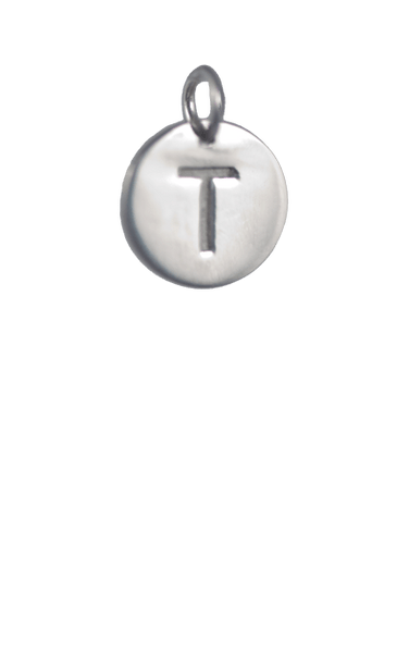 Tween Gift Ideas, Silver Disc Letter T Charm