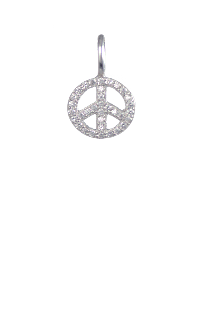 Crystal Silver Charm - Peace Sign